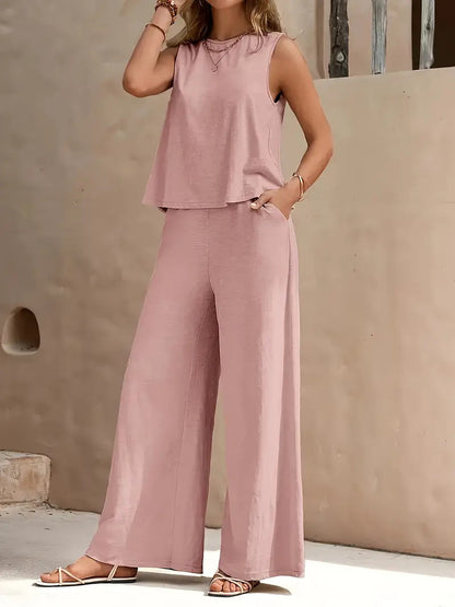 Loose-Fit Pants & Top Two-Piece Outfit Set | Elegant Summer Vibes Style 2025