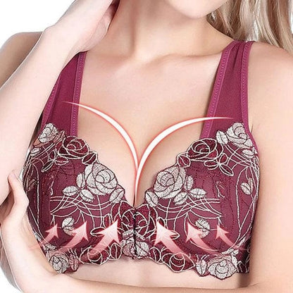 Lovely Flower Design Front Buttoned Women Bra