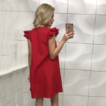 Flared Sleeve Round Neck Elegant Mini Dress