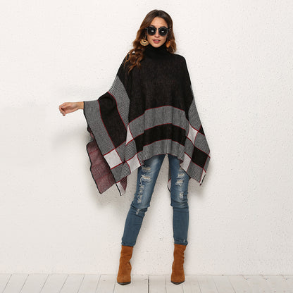 Women’s Cape Turtleneck Sweater – Oversized Knitted Pullover