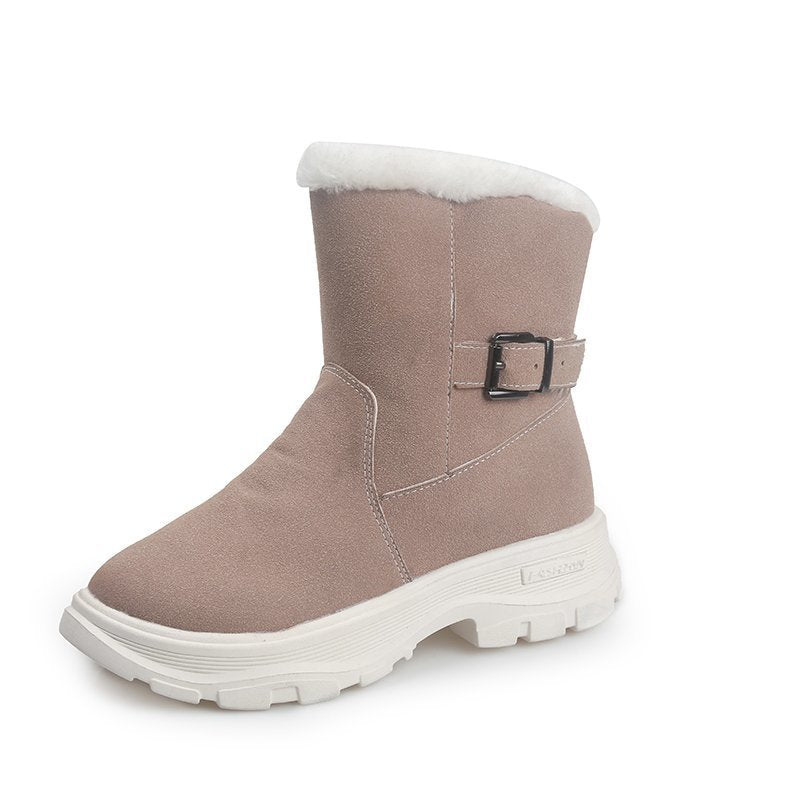Natural Wool Insole Cow Suede Snow Boots