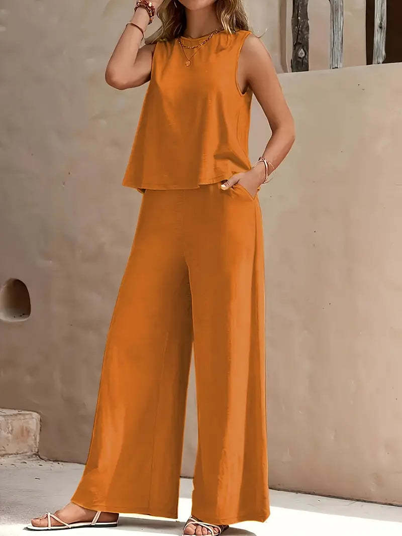 Loose-Fit Pants & Top Two-Piece Outfit Set | Elegant Summer Vibes Style 2025