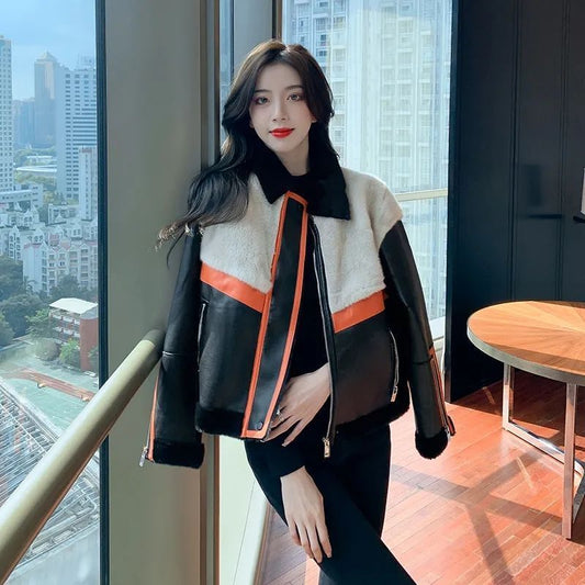 Urban Chic Artificial Mink Leather Fur Motorcycle Jacket – Jackets for Women & Street Style Outfits