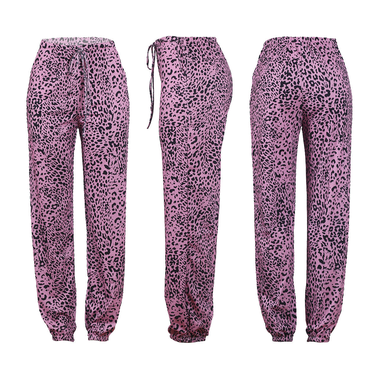 Square Neck Sleeveless Crop Leopard Pant Two Piece Women Outfit Sets