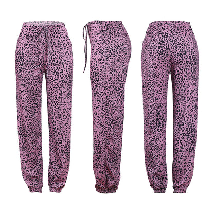 Square Neck Sleeveless Crop Leopard Pant Two Piece Women Outfit Sets