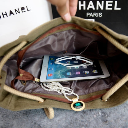 Korean-Inspired Canvas Shoulder Tote Minimalist Everyday Bag