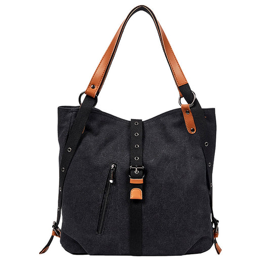 Modern Canvas Handbag Horizontal Square Anti-Theft Tote