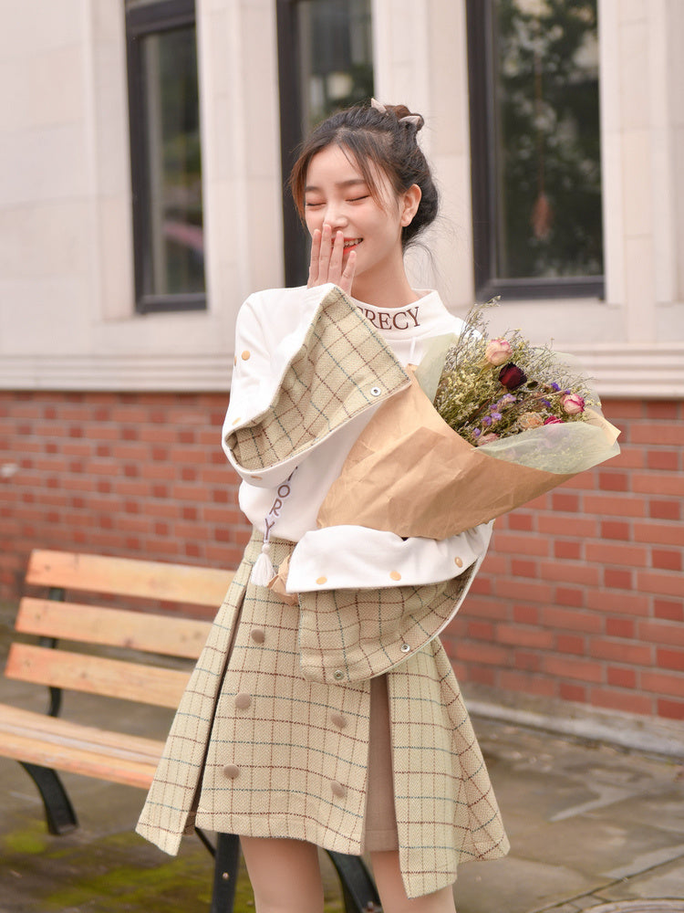 Plaid Woolen High Waist Skirt