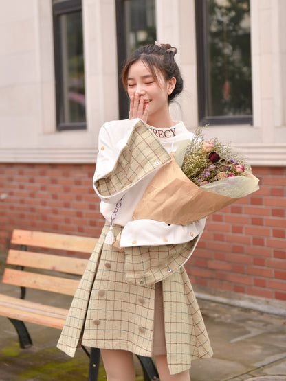 Plaid Woolen High Waist Skirt