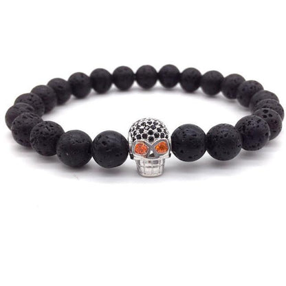 Unisex Skull Charm Bracelet – Copper Beaded Bracelet for Edgy & Everyday Wear