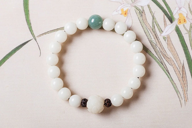Natural White Jade Bodhi Bracelets – Beaded Bracelets for Mindfulness & Everyday Wear
