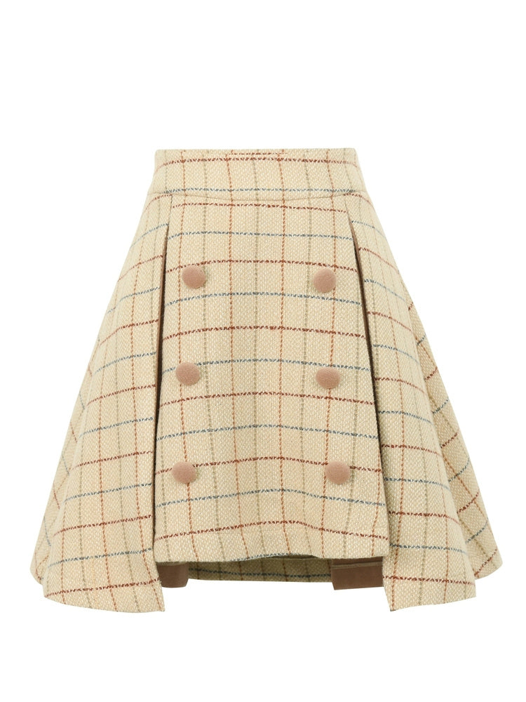 Plaid Woolen High Waist Skirt