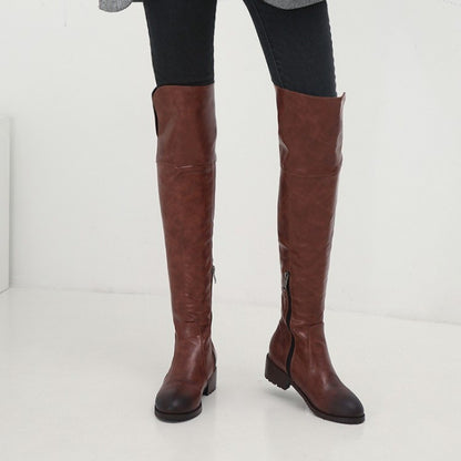 Over-the-Knee Flat Boots for Women | Stretch Thigh High Winter Boots with Square Heel