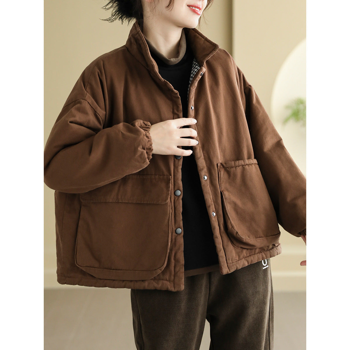 Womens Multi Side Pockets Plus Size Winter Coats