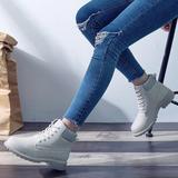 Short White Martin Boots for Women | Suede Thick Heel Ankle Boots with Streetwear Edge