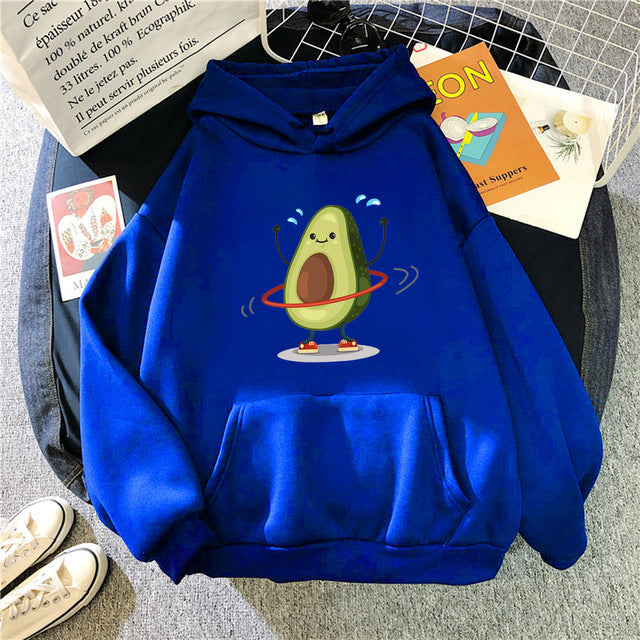 Sporty Cartoon Avocado Hoodie – Cozy, Cute & Quirky!