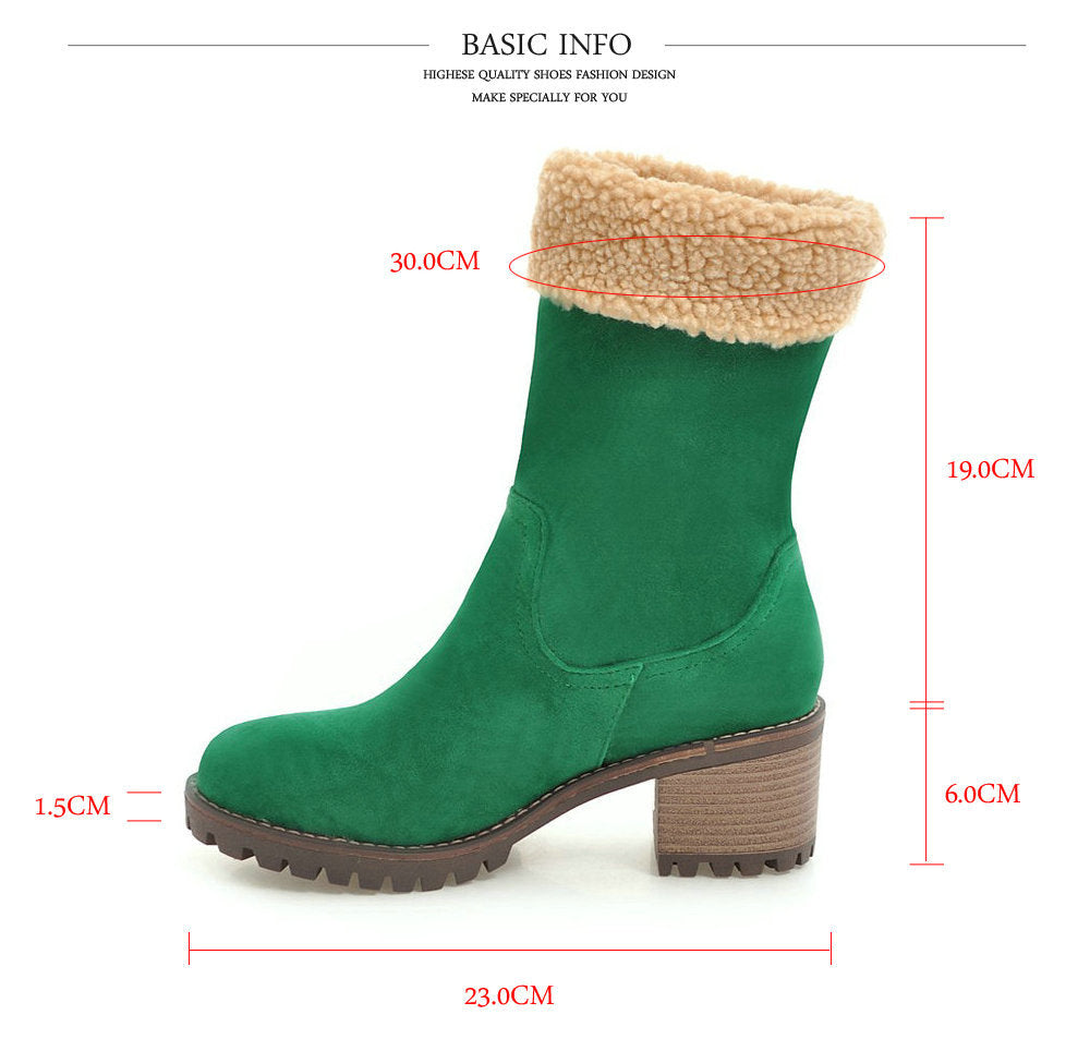 Chic Mid-Heel Winter Snow Boots for Women – Warm Stylish Footwear for Cold Weather