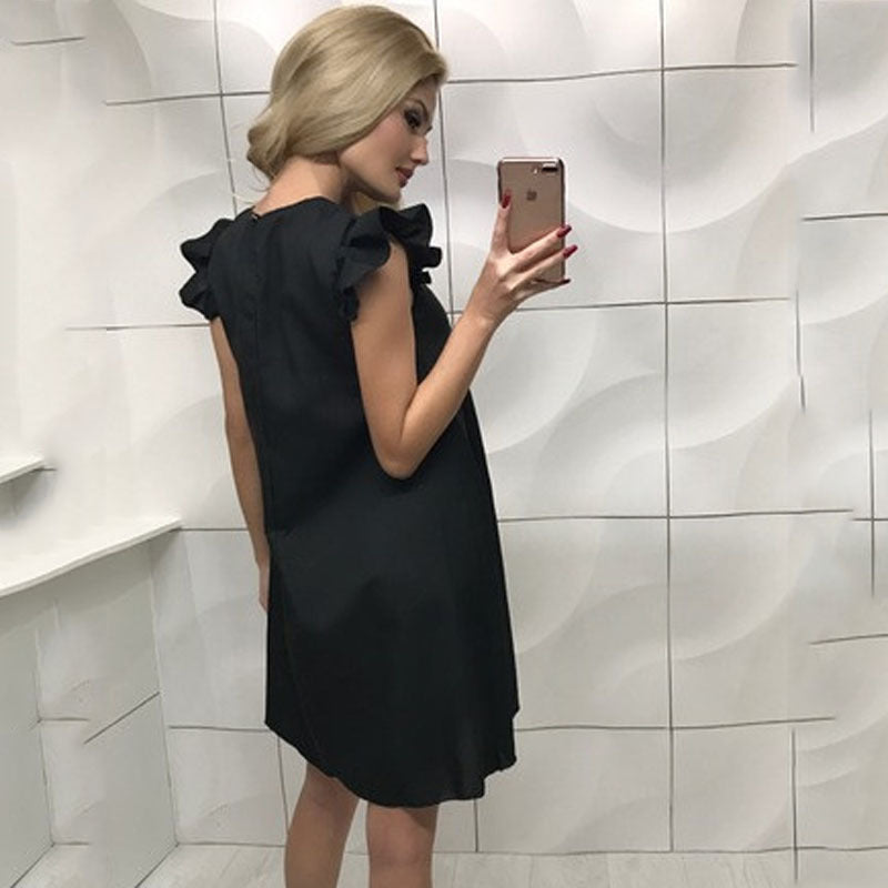 Flared Sleeve Round Neck Elegant Mini Dress