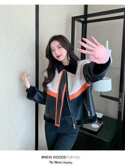 Urban Chic Artificial Mink Leather Fur Motorcycle Jacket – Jackets for Women & Street Style Outfits