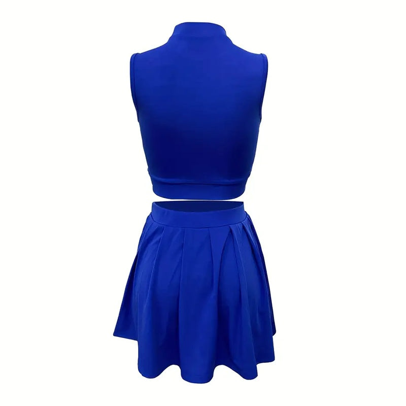 Sleeveless Crop Top & Pleated Mini Skirt Two-Piece Outfit Set | Trendy Summer Vibes Style 2025