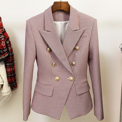 Pink Double Breasted Crop Blazer Jackets For Women