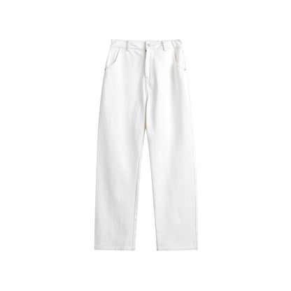 Unisex Loose Straight Trousers – Mid-Rise Cotton Casual & Streetwear Pants