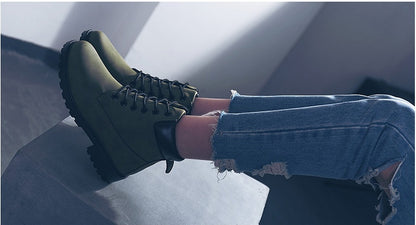 Short White Martin Boots for Women | Suede Thick Heel Ankle Boots with Streetwear Edge