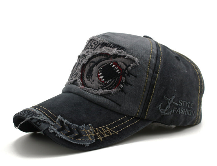 Unisex Shark Denim Cap – Tie-Dye Adjustable Baseball Cap