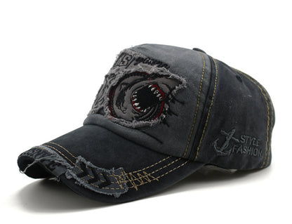 Unisex Shark Denim Cap – Tie-Dye Adjustable Baseball Cap