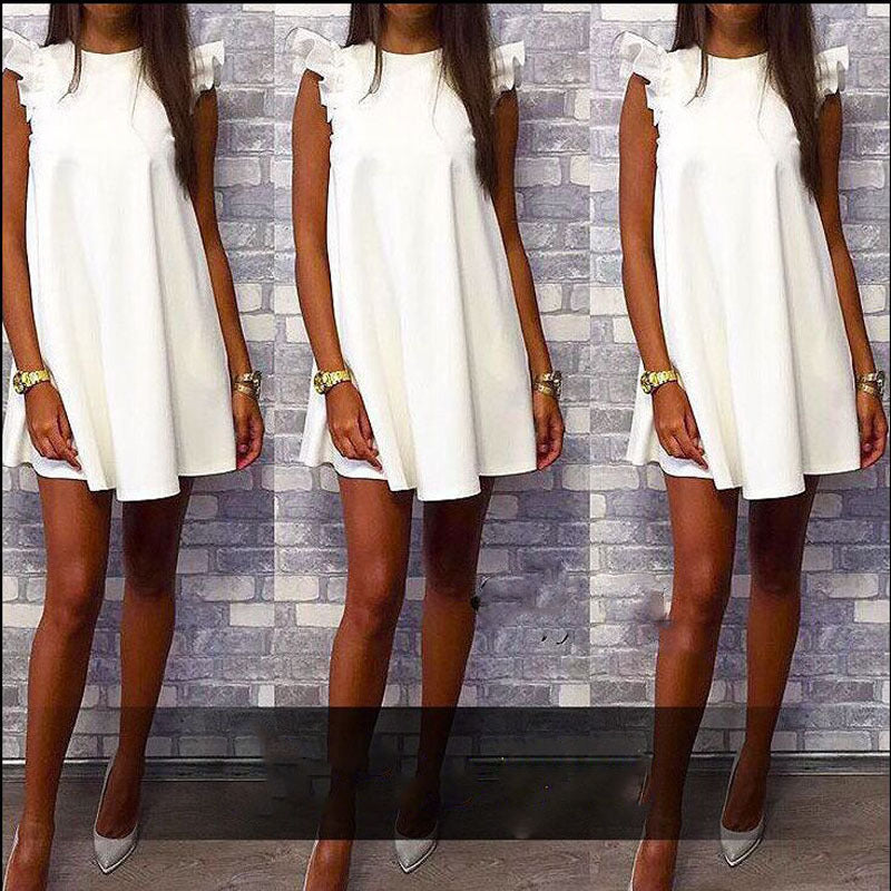 Flared Sleeve Round Neck Elegant Mini Dress