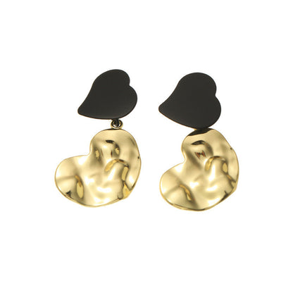 Earrings Irregular Heart-Shaped Metal Design Elegant Jewelry Trend 2025