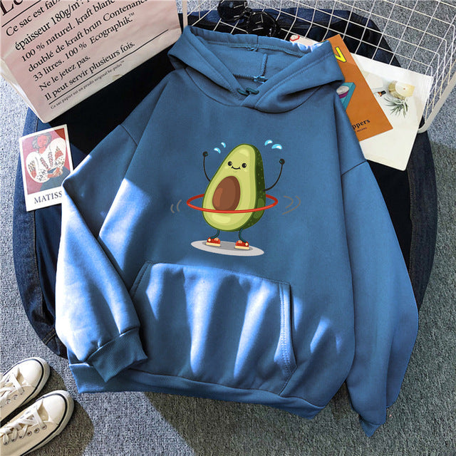 Sporty Cartoon Avocado Hoodie – Cozy, Cute & Quirky!