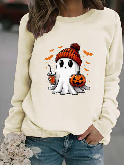Women’s Snowman Ghost Crewneck Sweater – Holiday Graphic Pullover