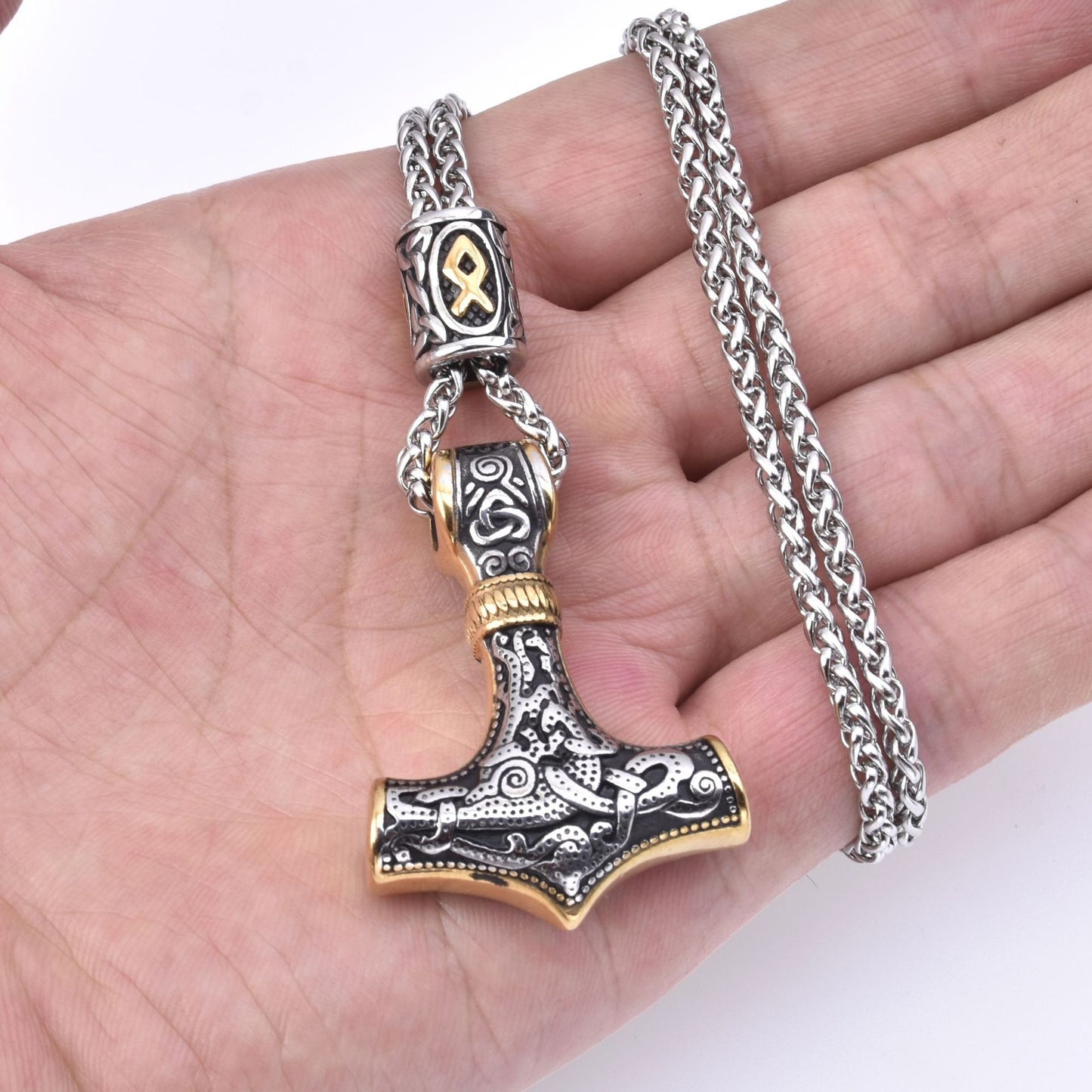 Norse Viking Geometric Style Stainless Steel Men Necklaces