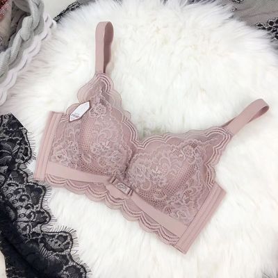 Plus Size Wireless Push Up Lace Bra Adjustable Anti Sag Lingerie