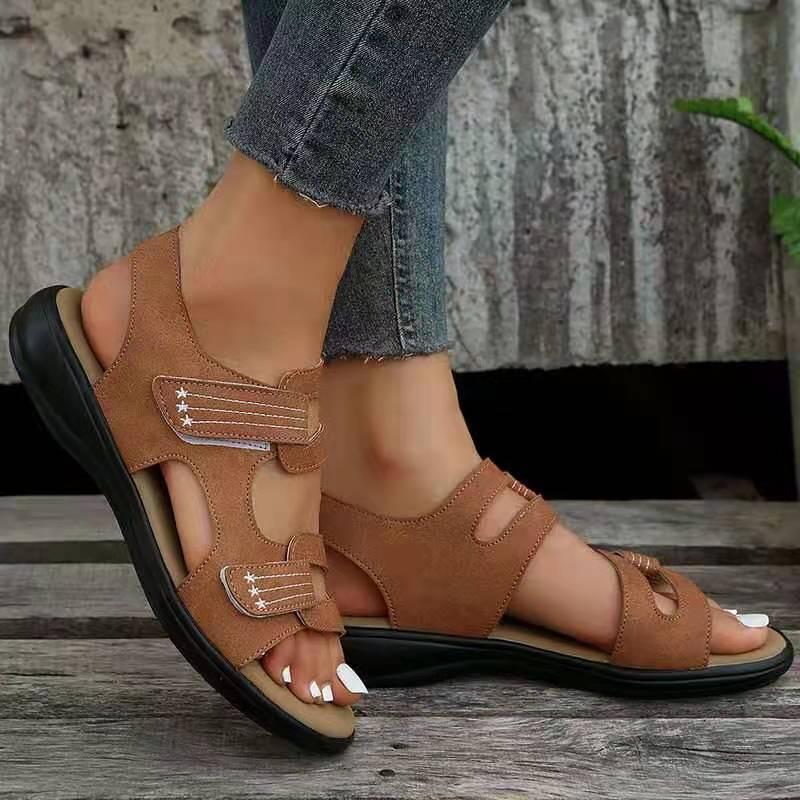 Women S Retro Summer Wedge Sandals Hook Loop Closure Hollow Out Beach Casual Shoes