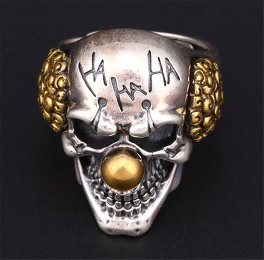 Mexican Style 925 Sterling Silver Gold Skull Head Ring
