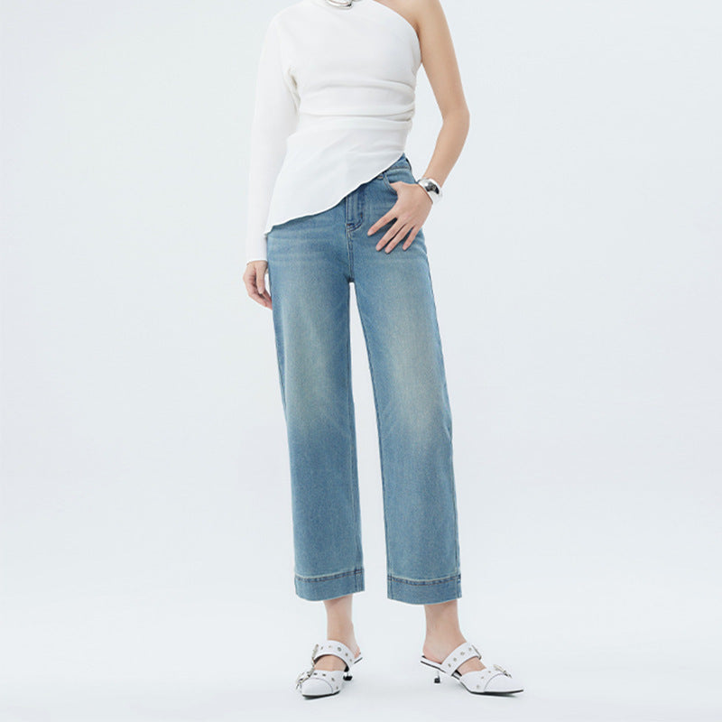 Fashion Personality Light Blue High-Waist Spring Jeans for Women