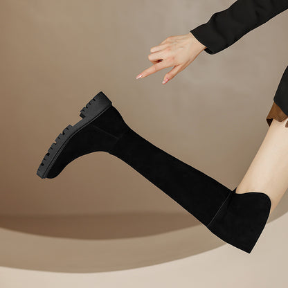 Genuine Leather Frosted Over-the-Knee Boots | Unisex Tall Suede Autumn Boots