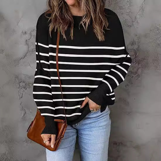 Loose Pullover Stripe Oversized Sweaters for Women – Minimalist Street Style