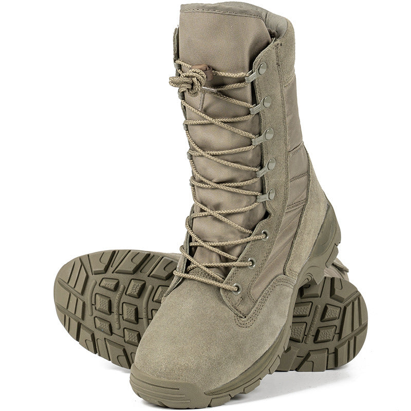 Unisex High-Top Combat Boots in Black & Green | Tactical Outdoor Running, Hiking & Cycling Boots