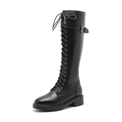 Elegant Flat Long Boots for Women | Plush Lined Winter Boots with 37.5cm Shaft