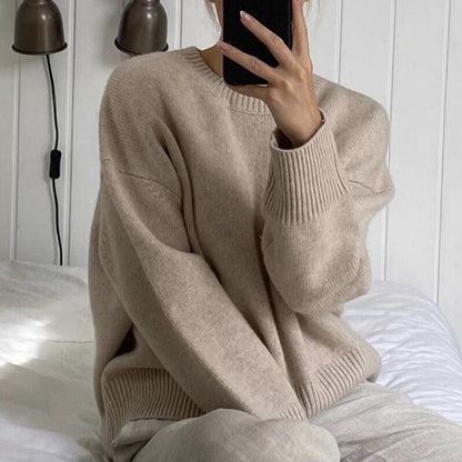 Loose Fit Acrylic Pullover for Youthful Comfort Unisex Long Stretch Knit Sweater
