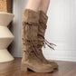 Tassel Rope Design High Heeled Long Snow Boots