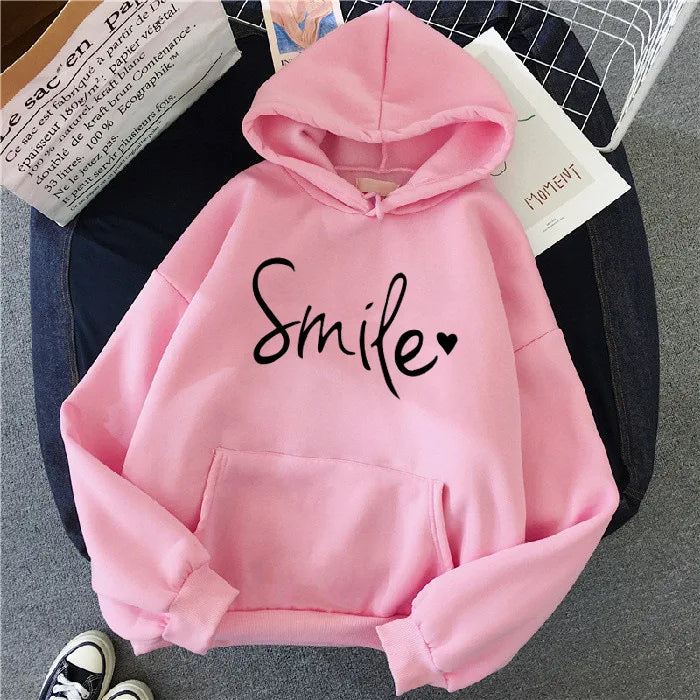 Womens Always Smile Stay Positive Casual Graphic Hoodies