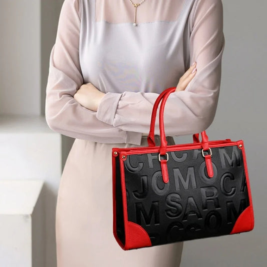 Chic Letter Print Satchel Bag Structured Spacious