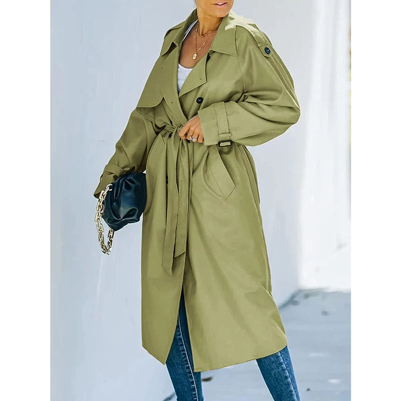 Double-Breasted Windproof Women Vintage Long Trench Coats