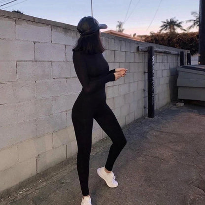 Long Sleeve Elastic Sportswear Jumpsuits