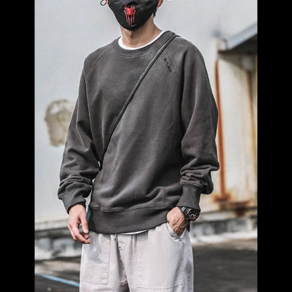 Men’s Solid Embroidered Sweatshirt – Casual Round Neck Top