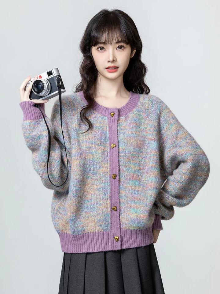 Women’s Korean Style Cardigan – Retro Button-Up Autumn Sweater